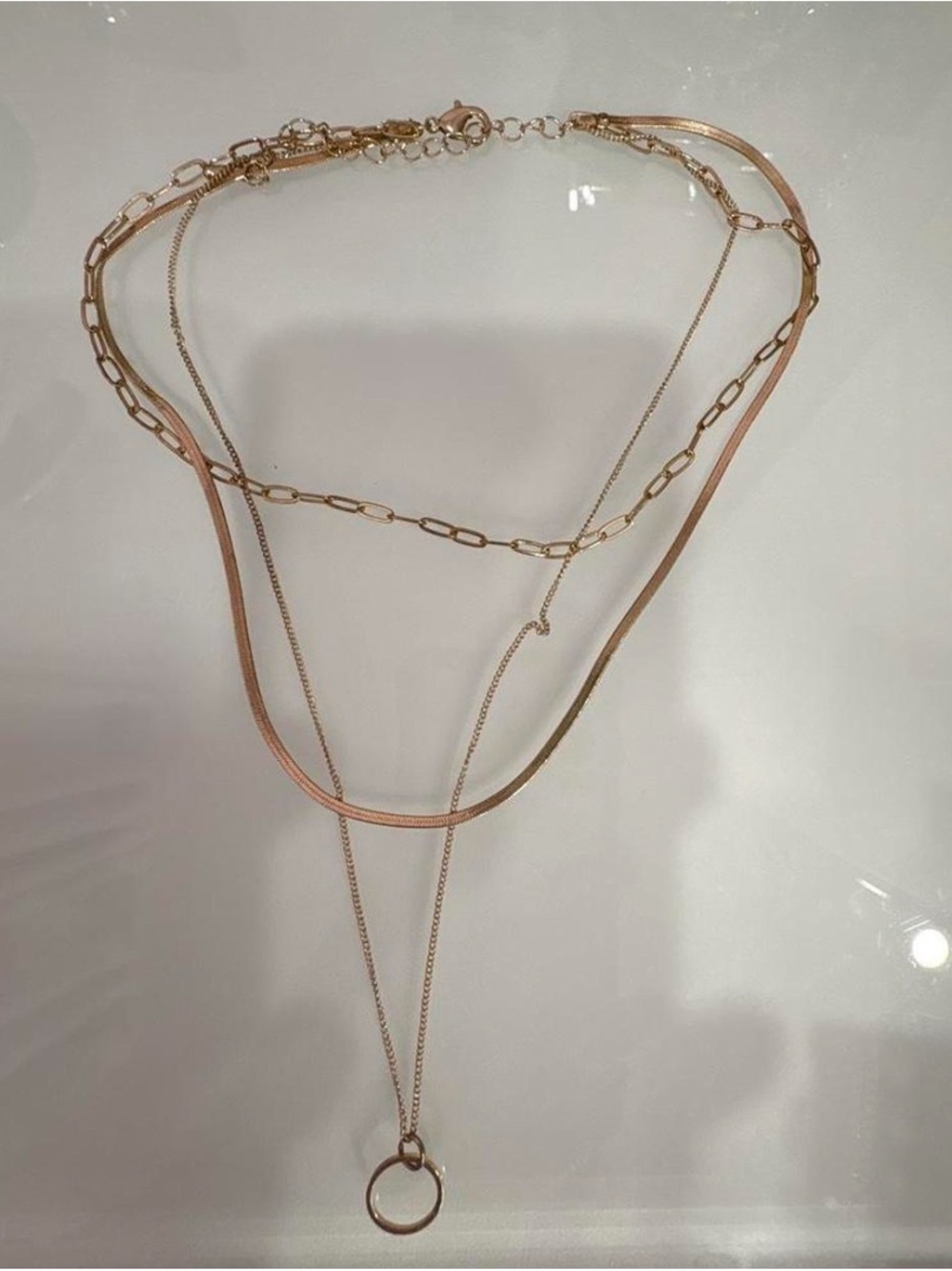 H&M Gold-Tone Layered Necklace with Ring Pendant